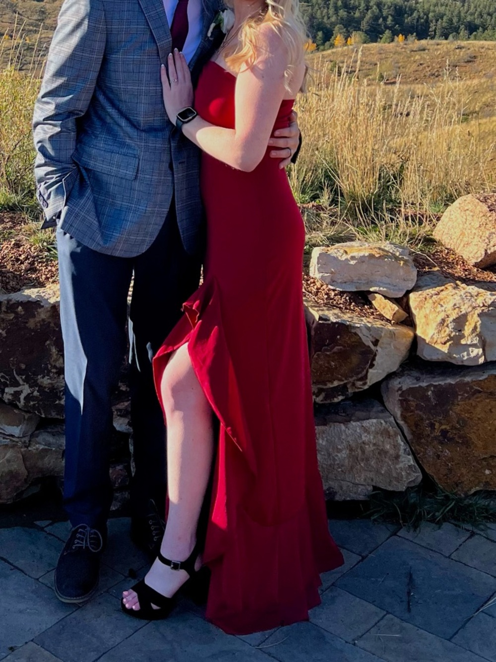 Elegant Burgundy Maxi Dress with Side Slit